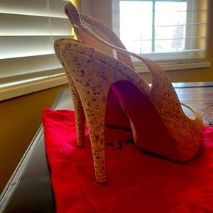 Christian Louboutin sling back cork heels